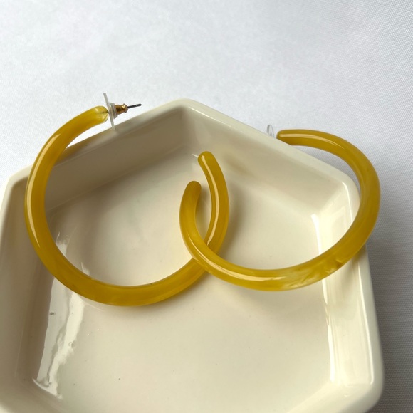 Ann Taylor Earrings, Yellow Hoops - Picture 4 of 5